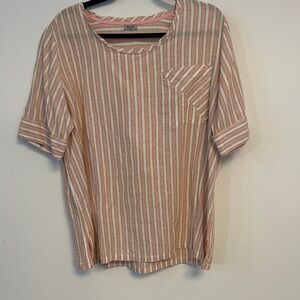 Simple Women's Striped Blouse - Pink and White